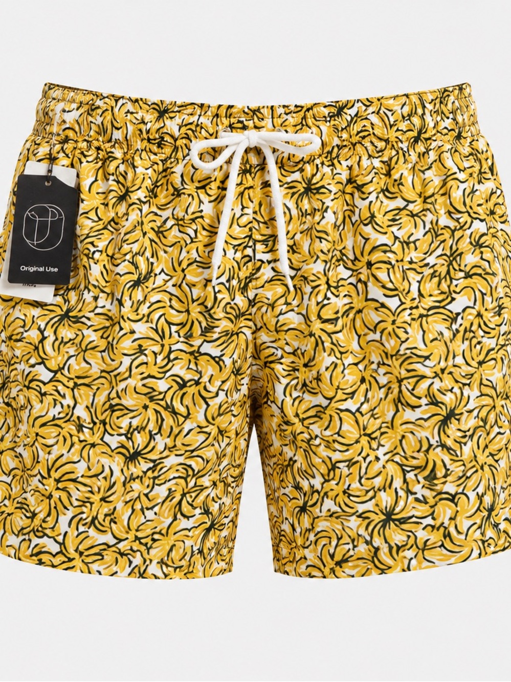 Original Use Yellow and Black Patterned Men's Swim Board Shorts NWT XXL UPF 50+